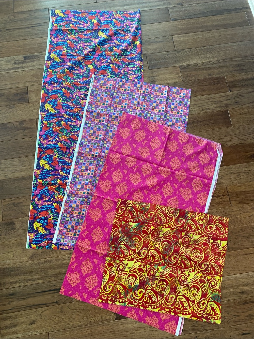 12 feet Pink, Purple, Yellow Fabric Bundle - Vibrant Printed Cotton